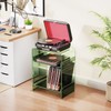 Acrylic Record Player Table with Storage Shelf, Clear Side Table