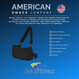 Brace Direct Deluxe Shoulder Immobilizer Arm Sling with Padded Straps- Shoulder Brace for Rotator Cuff Repair, Dislocation, Cast Support, Arm, Wrist, & Hand Injury- For Left or Right Arm