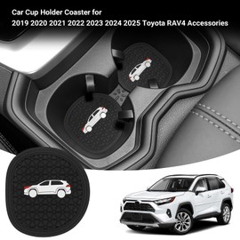 DWKJMYCP 2PCS Car Cup Holder Coaster Compatible with 2019-2025 Toyota RAV4 Silicone Non-Slip Cup Holder Coasters for Toyota Interior Accessories(Black&White)