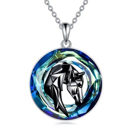 YAFEINI Horse Necklace Sterling Silver Origami Horse Pendant Necklace Crystal Jewelry Mothers Day Gifts for Women Wife Girlfriend