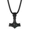 Mens Viking Necklace, Mjolnir Pendant Black Leather Chain Norse Jewelry