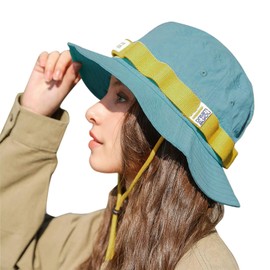 rooyvany Unisex Boonie Sun Hat for Men Women, Foldable Bucket Hat with Chin Strap for Fishing Hunting Hiking Camping Beach(Blue)