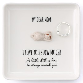 HOME SMILE Sloth Jewelry Dish Tray-Birthday Mother's Day Gifts for Mom-Mom I Love You Sloth Much,Cute Small Sloth Unique Presents for Mama Bonus Step Mothers Stocking Stuffers from Daughter