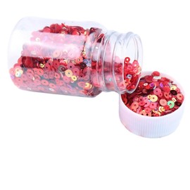 1 Bottle Round Glitter Sequins 2mm/3mm/4mm Flat Loose Sequins for DIY Crafts Sewing Clothing, Red