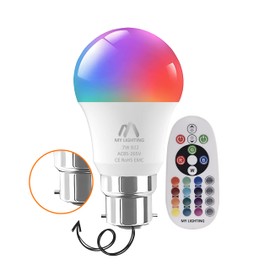 My Lighting 7W B22 LED Bulb | ColorWave Series | RGB + Warm White 3000K, 16 Million Colors, Dimmable | 806 Lumens, Remote Control | Energy Efficient Bayonet LED for Home Décor & Mood Lighting (1 Pack)