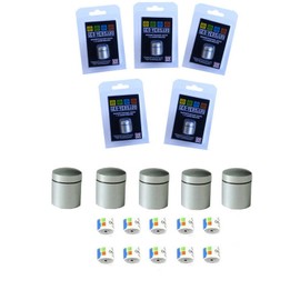 5 x Nano Magnetic Silver with 5 Waterproof Log Strips, Geocaching Hideout, Container, Micro, Nanos, Nano, Neodymium