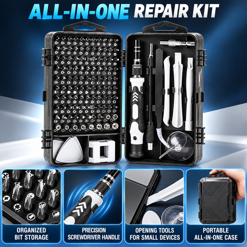 115-Piece Multi-Functional Screwdriver Kit – Precision Screwdriver Set with Interchangeable