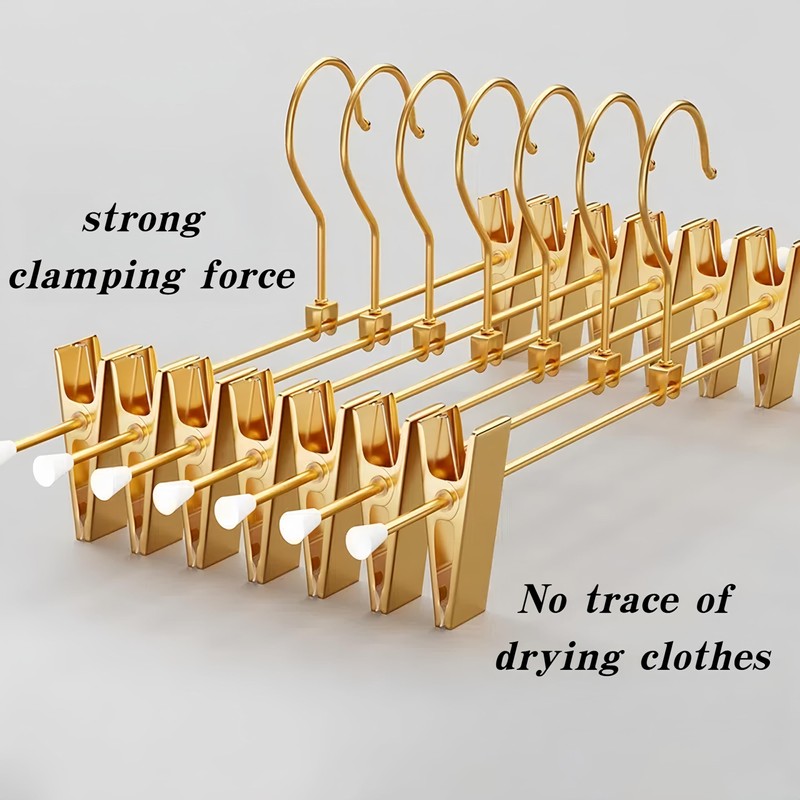 Fazanwey Gold Pants Hangers with 2-Adjustable Clip,Skirt Hangers Metal Clip