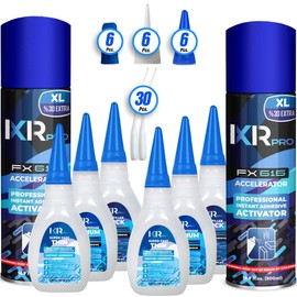 CA Glue with Activator Kit (6x1.75 oz. Thin-Medium-Thick + 2x16.9 fl.oz.) Cyanoacrylate Glue and Activator, Super Glue Accelerator, Super Glue for Wood, Woodworking, Plastic, Guitar, 3D Printing
