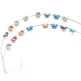 1 Pack Temporary Tooth Decoration with Metal Wires,Metal Bracket and Orthodontic Ligature Ties,Props for Dental Students to Practice and Orthodontist Explain (Mixed Color)