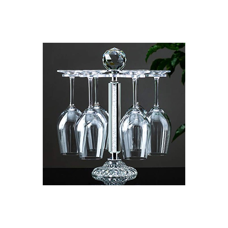 Elegant Desktop Crystal Glass Stemware Rack/Rotate 8 Wine Glass Storage