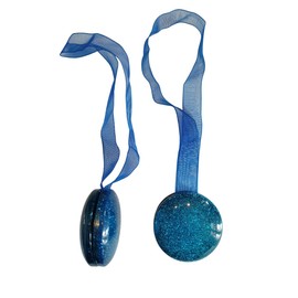 Paar Magnete für Vorhänge (2 Stück in der gleichen Farbe) – einfache runde Form (Glitzer-Stil) aus PVC – verschiedene Farben – (Blau)