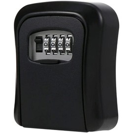 CENPEK Key Lock Box 4 Digit Aluminum Alloy Household Combination Key Safe Durable Wall Mounted Weatherproof Storage Box for Home Garage Holiday Home (Black)
