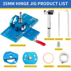 Concealed Hinge Jig, 35mm Cabinet Hardware with Clamp and Dust Collection Adapter, Aluminum Alloy Drill Guide, Cabinet Hinge Jig, Woodworking Tool for Door Mounting