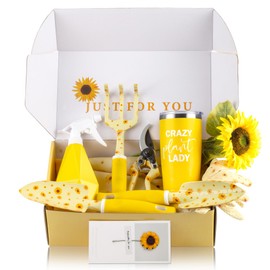 LZPTYYSN Sunflower Gardening Gifts for Women, Garden Tool Set, Heavy Duty Gardening Hand Tools with Garden Tool Bag,Yellow