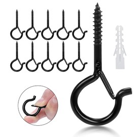 LYCXAMES Screw Hooks, Pack of 10 Stainless Steel Hook Screws with Safety, Screw Hooks, Ceiling Hooks, Wall Hooks for Hanging Pot Plants, Fairy Lights and Christmas Decoration