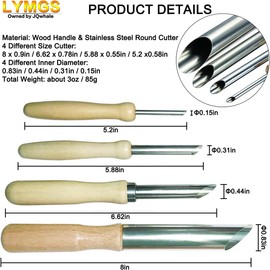 LYMGS Clay Circular Hole Cutter Tool Set, Wood Handle & Stainless Steel Round Hole Cutter for Pottery Sculpture DIY Clay Modeling, 4 Sizes a Pack