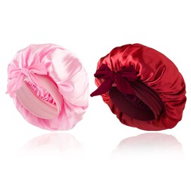 2 Satin Sleep Caps, Pink Hats, Children's Silk Hats, Hair Hats for Sleeping Children, Hair Satin Sleepycaps Pale Pink