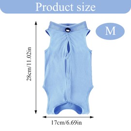 Dryxog Cat Bodysuit After Surgery, Surgery Recovery Suits, Cat Clothing, Breathable, Soft, Anti-Licking Cat Bodysuit for Cats, Surgery, Abdominal Wounds, Skin Diseases (M, Blue)