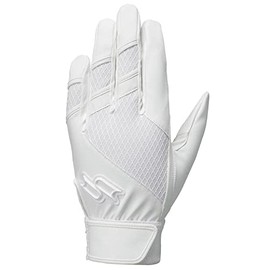SSK EBG3003W Baseball Batting Gloves, For High School Baseball, Both Hands, White, L