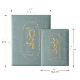 Rileys & Co 2024 Weekly Planner - Premium Annual Weekly & Monthly Agenda Planner, Jan - Dec 2024, Flexible Cover, Notes Pages, Twin-Wire Binding (8 x 6-Inches, Green)