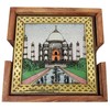 Purpledip Pinewood Gemstone Coasters (Set of 6): Taj Mahal (10716A)