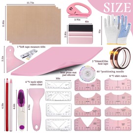 67 Pcs Sublimation Shirts Tool Kits for Vinyl Alignment,Heat Press Mat Pad Silicone,T-Shirt Rulers Guide and Teflon Sheet for Cricut Heat Press HTV Vinyl Center Designs,Craft Sewing Accessories