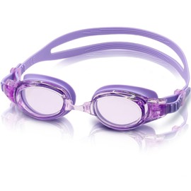 [Wal Base] Adult Swimming Goggles [Perfect Fit for Adult Face for Comfortable Swimming Time] [Wide Flat Lens for Easy Viewing, No Distortion] Swimming Goggles Underwater Glasses (Purple/Purple)