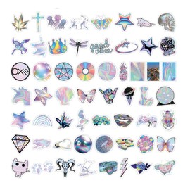 Holographic Stickers 100PCS for Water Bottle Laptop Scrapbook Journal Notebook Dairy Skateboard Motorcycle Luggage Bike Phone Computer,Cute Iridescent Waterproof Decals for Kids Teens Adults Girl