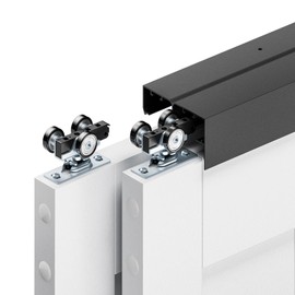 COSHOMER 5FT Bypass Door Hardware, Closet Door Track Kit, Top-Mounted Style, Made of Heavy Duty Aluminum, Smoothly and Quietly, for 2 Doors System - Fit Min Door Panel Width of 30.5in, Black