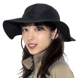 FELLOW Women's Wide Hat, 6 Colors, Hat, 22.4 inches (57 cm), UV Protection, Wide Brim, Safari Hat, Surf Hat, Mesh, Outdoor, all black