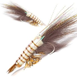 Ultra Realistic Shrimp Flies, Saltwater Fly Fishing Lures for Tarpon, Bonefish, Redfish, Snook (Brown, 9#)