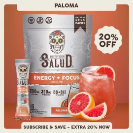 Energy & Focus Drink Mix Paloma Flavor, Organic Caffeine B6 B12 L-Theanine, Clean Low-Calorie Beverage, Vegan Gluten Free, 15 Servings