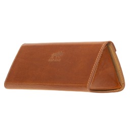 Solo Pelle Foldable Glasses Case Genuine Leather Portable Glasses Box Folding Glasses Case with Magnetic Closure Sunglasses Case for Men Women Children, cognac brown