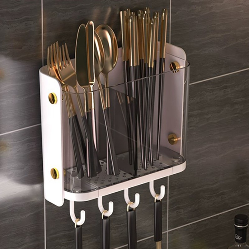 Utensil Drying Rack Chopstick Holder Wall Mounted Plastic Chopsticks Straws