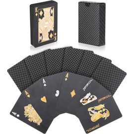 joyoldelf Poker Card Game Waterproof Plastic Diamond Black Ideal for Party and Game