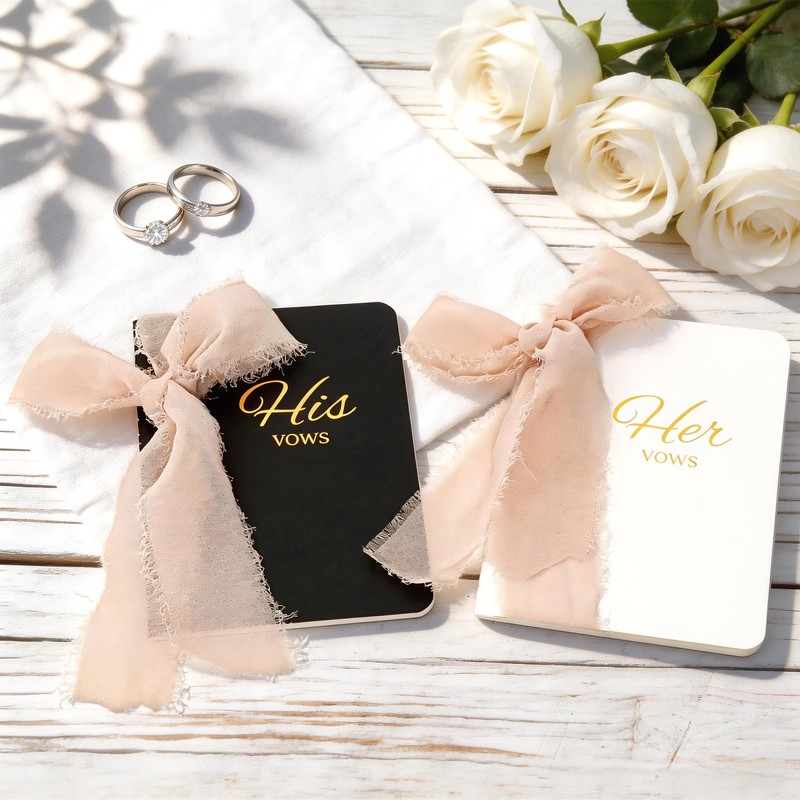 Wedding Vow Books His and Hers, Soft Touch Cover with
