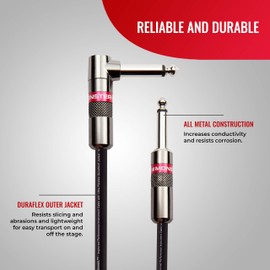 Monster Prolink Classic Instrument Guitar Cable - 21 ft Straight to Right AngleInstrument Cable. All Metal & Duraflex Outer Jacket. 90% Copper Braided Shield Monster Instrument Cable