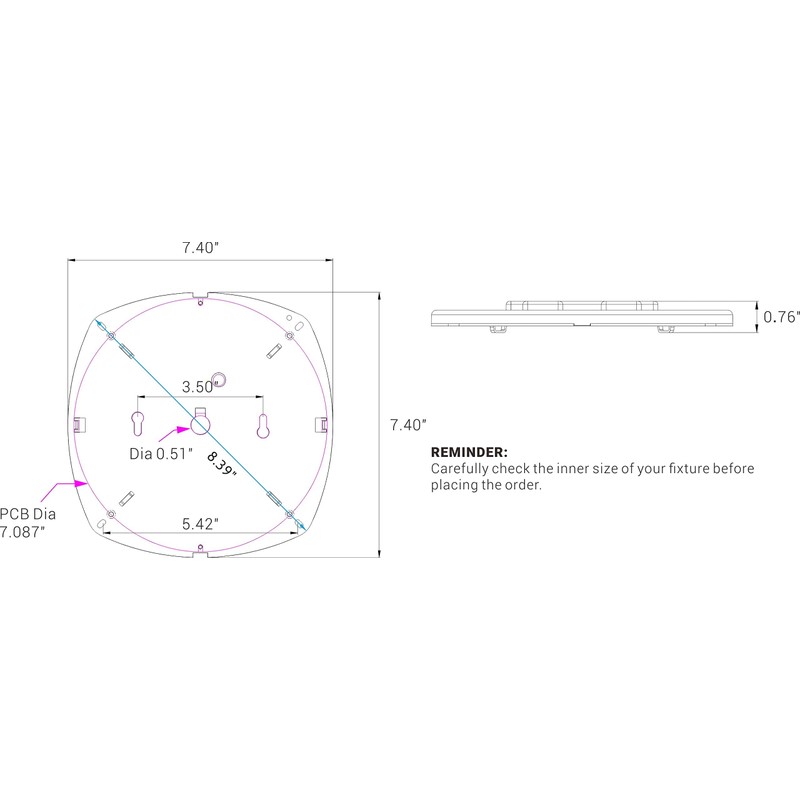 Legental 7" PCB Size,8.39" Overall Size,28W,5000K,2450LM,120V,CRI80,Dimmable LED Light Engine,Retrofit Light