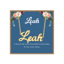 Ldurian Custom Name Necklace | Leah Name Pendant Necklace Gifts | Birthday Jewelry Gift for Women's Pendant Necklaces