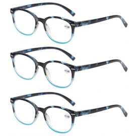 MODFANS Round Stylish Reading Glasses 3 Pair with Spring Hinge Fashion Glasses for Reading for Men and Women +3.25