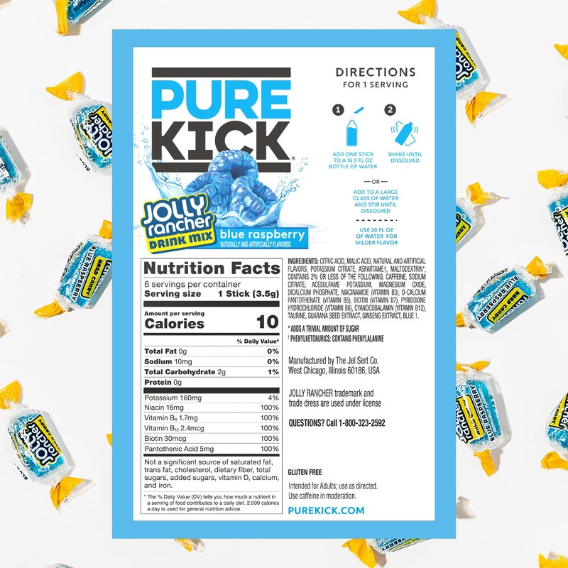 PURE KICK Energy Singles To Go Drink Mix, Jolly Rancher