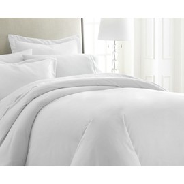 ienjoy Home Beckham Luxury Soft Brushed 1800 Series Microfiber Duvet Cover Set - Hypoallergenic, Queen, White