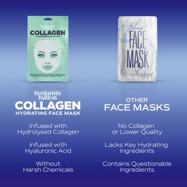 Collagen Face Mask Korean, Bio Collagen Real Deep Overnight Hydrating Mask, Anti-Ageing, Wrinkle Reduction, Plumping & Glass Skin Glow | 5-Pack, Benjamin Button