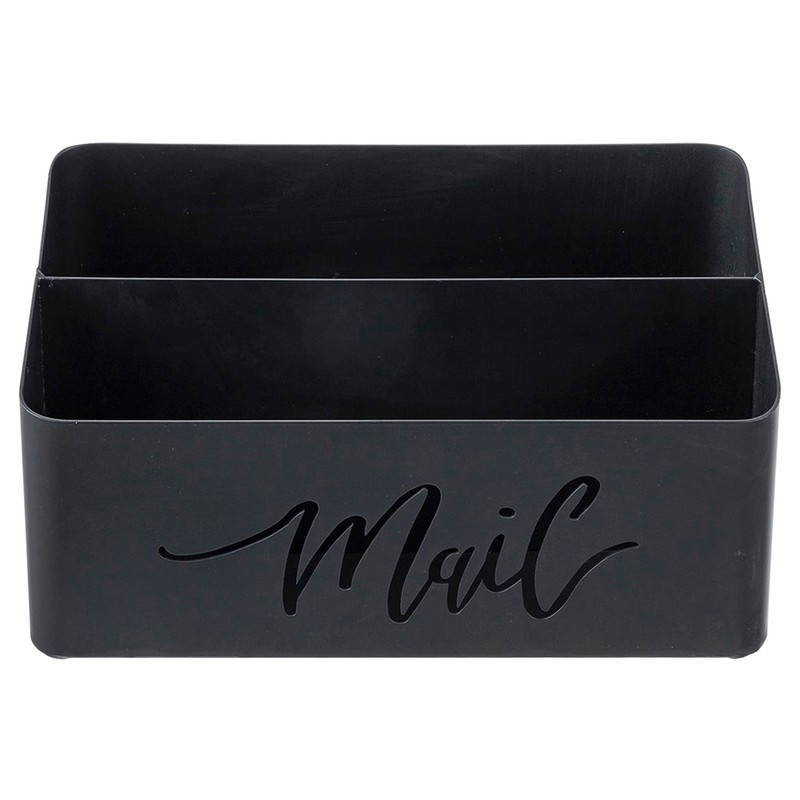 MyGift 2 Slot Modern Matte Black Metal Desktop Mail Sorter