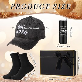 SiliFine Dog Dad Gifts for Men Include Embroidered Adjustable Baseball Cap 20 oz Vacuum Insulated Stainless Steel Wine Tumbler Funny Dog Socks for Birthday Lover Grandpa Father Papa