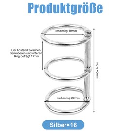 Pack of 16 Book Rings Metal Rings 20 mm Book Binder Rings 3 Ring Open Triple Ring Book Binder Set for Hole Punch Paper Ring Binder Index Cards Ring Book Ring for Book Binding Scrapbook Notebook Photo