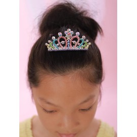 JWICOS Mini Princess Comb Flowers Girls Small Crystal Comb Rhinestone Headpiece Mini Headband Decorations for Women and Girls (Multi-colored)