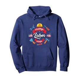 Happy Labor Day Celebration Patriotic Tools & American Flag Pullover Hoodie