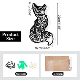 NBEADS Fox Metal Wall Art Decor, Black Wall Hanging Decor Silhouette Wall Art for Home Bedroom Living Room Garden Hotel Office Wall Christmas Festival Decoration Gift, 16.7x30cm